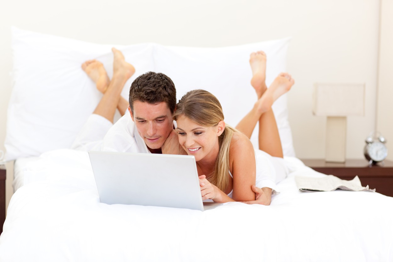 Loving couple surfing the internet