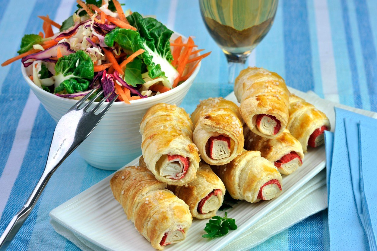 Pastry Tubes Filled with Crab