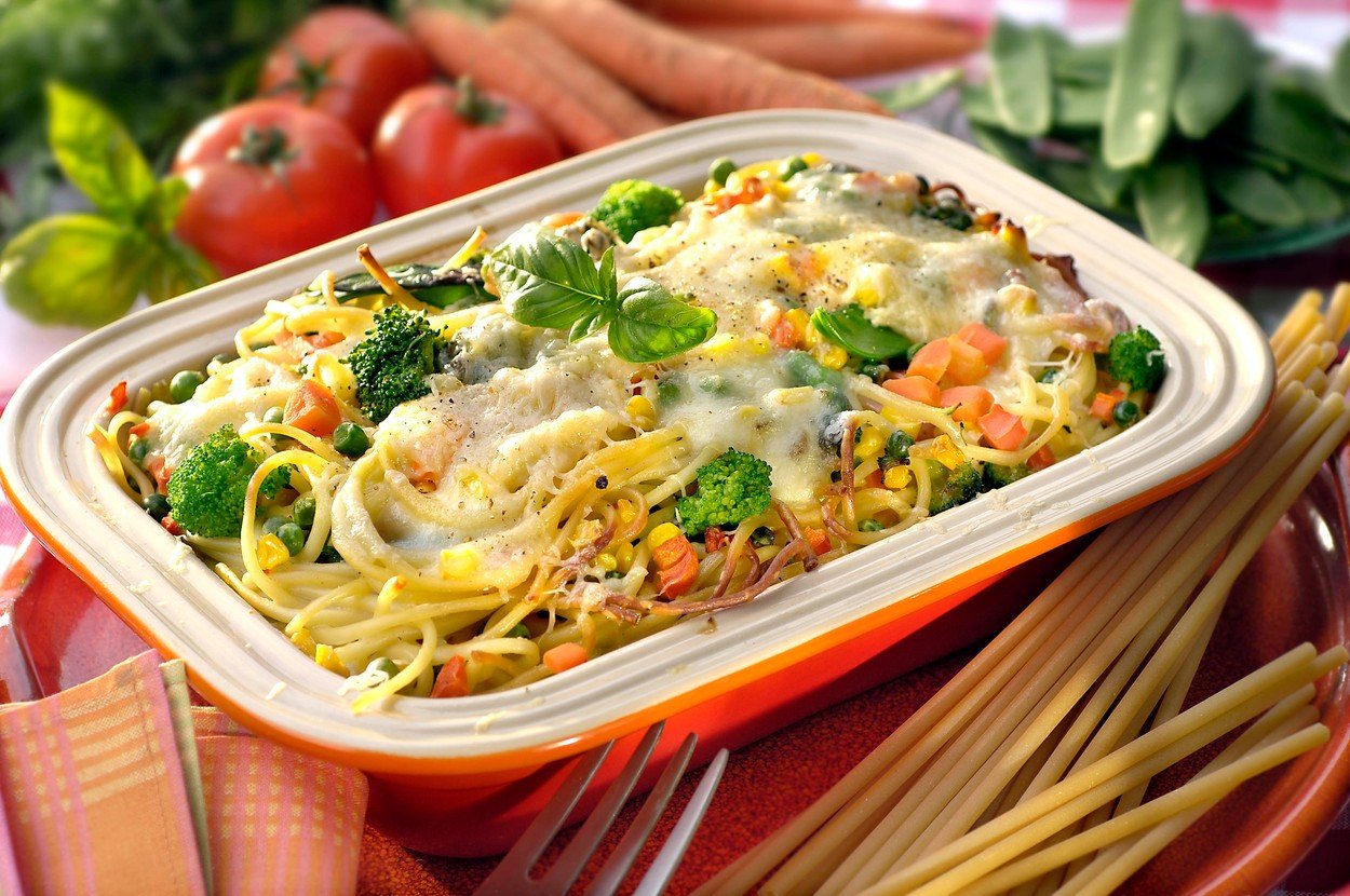 Macaroni Baked with Vegetables