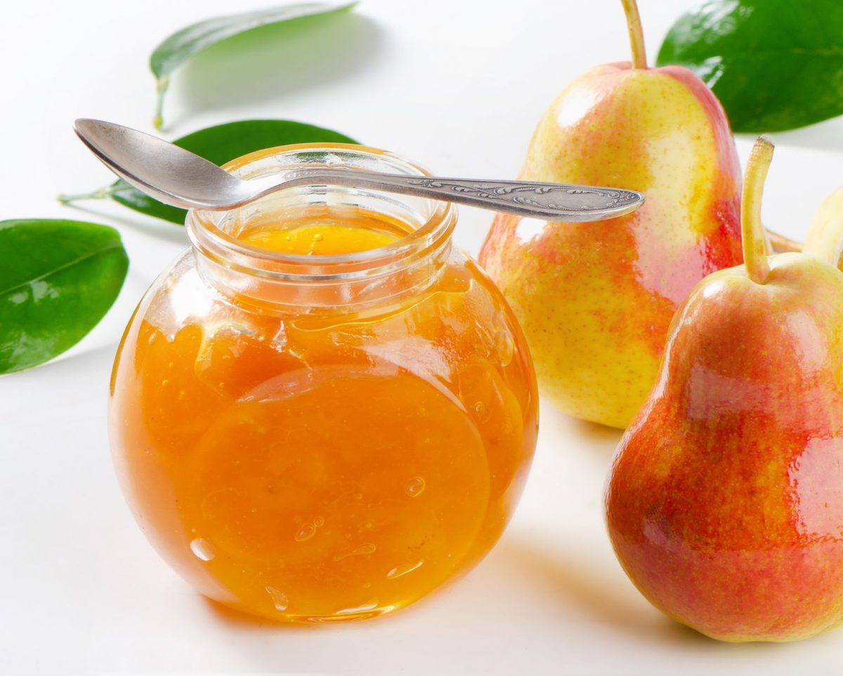 19417605 – pear jam in glass jar