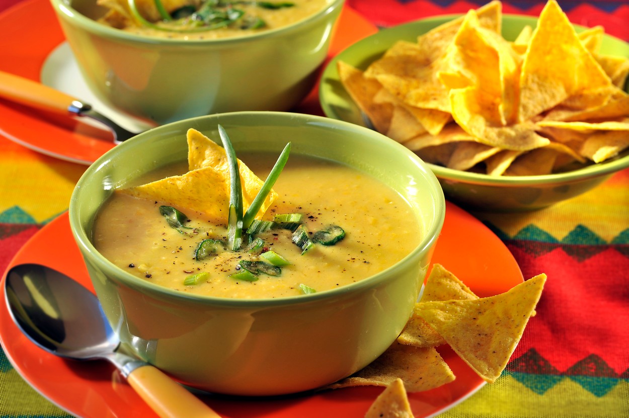 Corn Soup with Chips