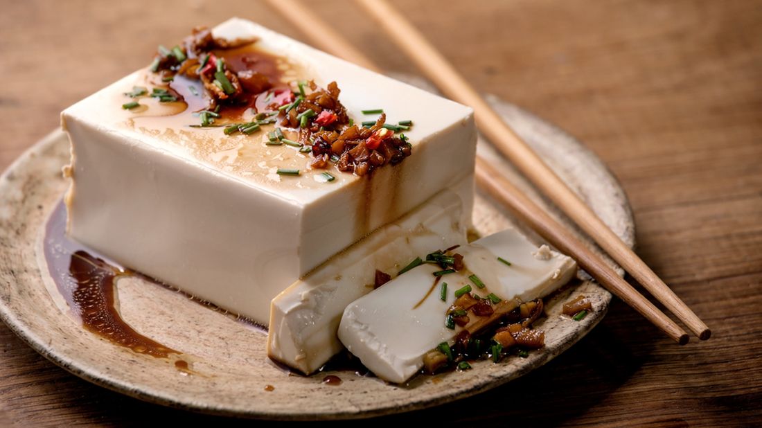 Silk,Tofu,Japanese,Soy,Cheese,Whole,Piece,With,Chili,,Chive