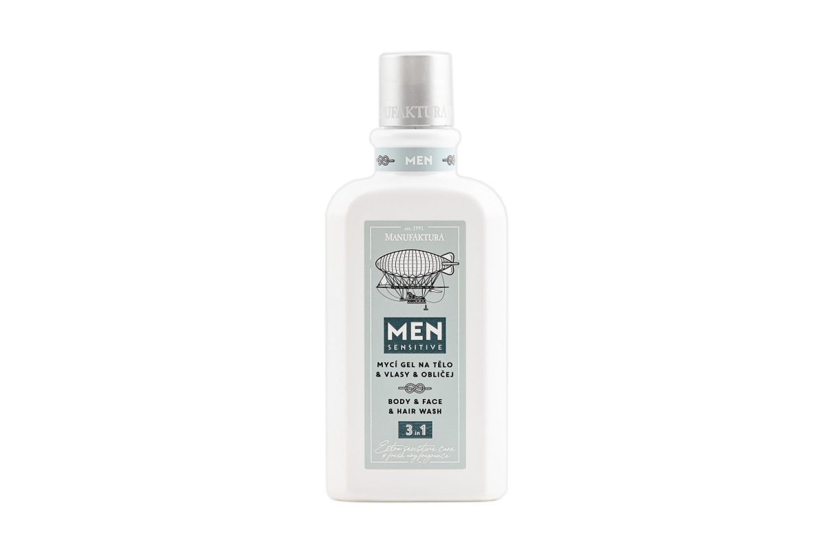 Pánský mycí gel 3v1 Tělo, vlasy a obličej MEN SENSITIVE Manufaktura